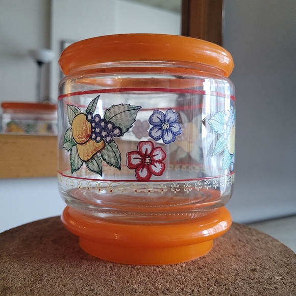 Vintage KIG Glass Storage Container with Orange Plastic Lid - Picture 3 of 3